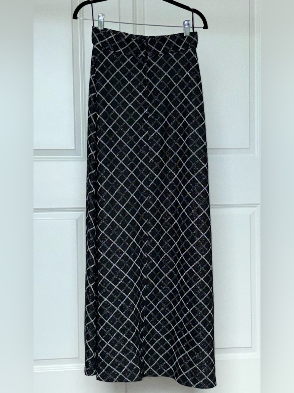 Vintage Black and Silver A-Line Maxi Skirt
